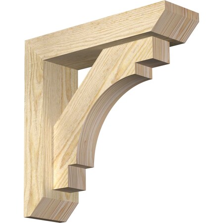 Ekena Millwork Merced Slat Rough Sawn Bracket w/ Offset Brace, Douglas Fir, 4"W x 14"D x 14"H BKT0402X14X14MRC06RDF
